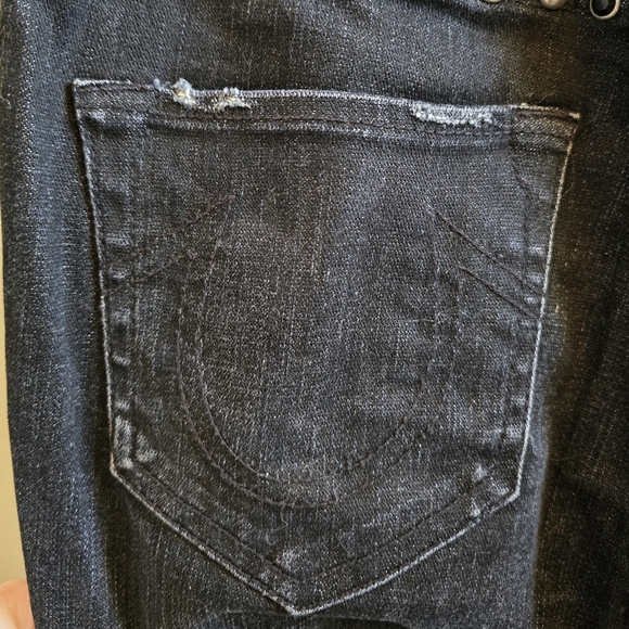 True Religion Halle Studded Super Skinny Jeans, Black Moon Stone, Sz 27 - Picture 9 of 12